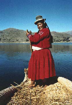 Uros woman boat